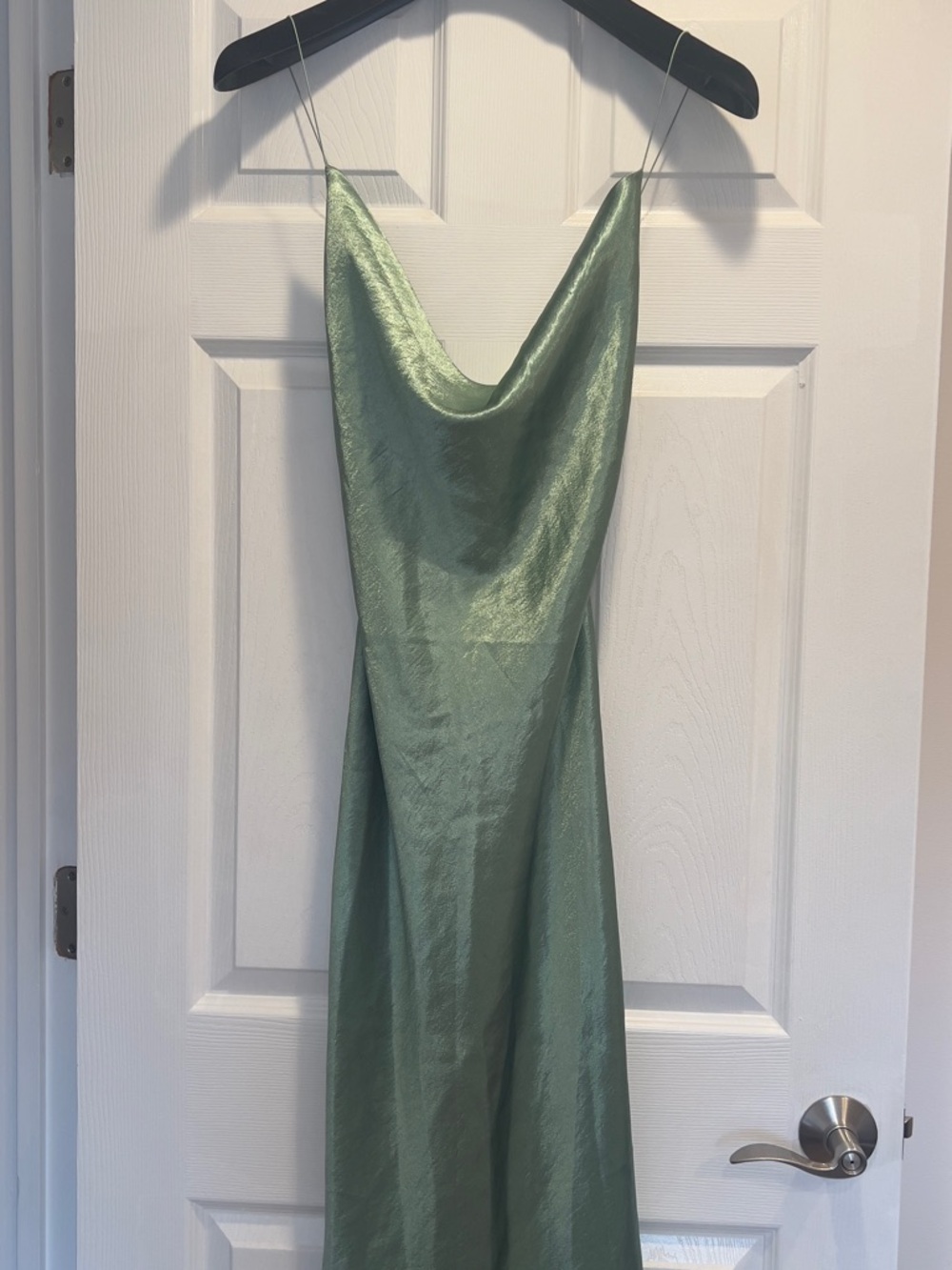 Double Zero Satin Slip Dress in Misty Sage
